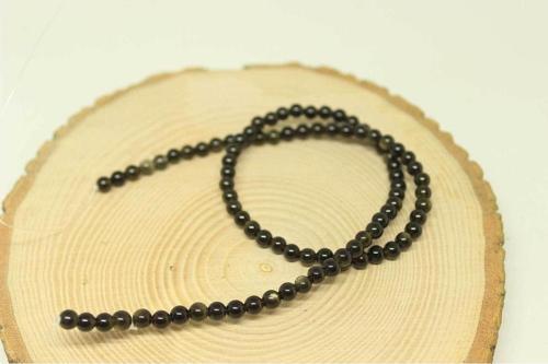 Golden & Siyah Obsidyen Taşı Yarım Dizi 4,5mm (18cm Uzunluğundadır)