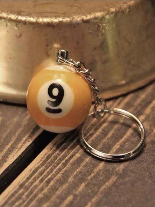 9 No  Büyük Boy Bilardo Topu Anahtarlık  Ø 4 Cm Çapında Sarı Renk Emsalsiz Hobi Tarz Hediye