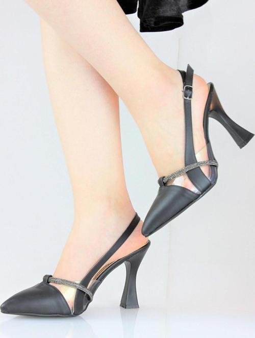 Feles 104 Şerit Taşlı Abiye Kadın Topuklu Ayakkabı Stiletto