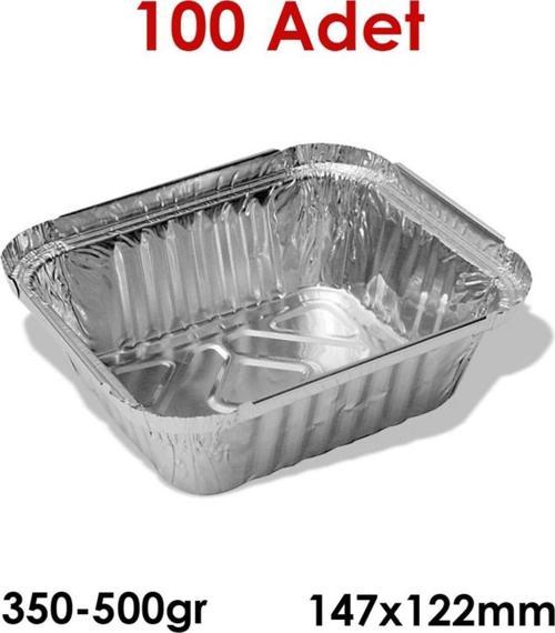 100 Adet Alüminyum Folyo Yemek Kabı 350-500Gr Hacim Kap-Kase Yüksek Soğuk+Isıya Dayanan Fırına Uygun