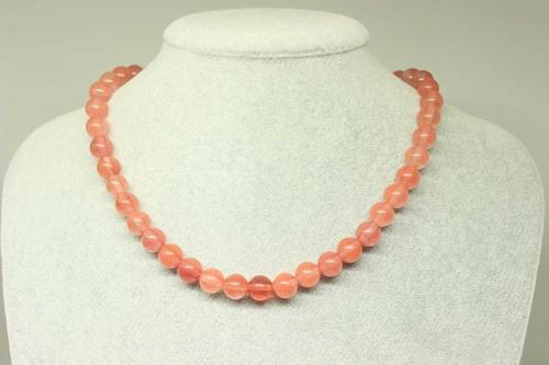 Gül Kuvars Taşı Kolye 8mm (klipsli)