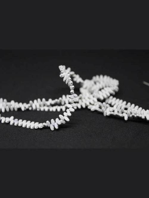 Hematit Taşı Çift Delikli YARIM Dizi (17515) (18cm Uzunluğundadır)