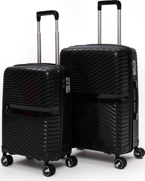 Exclusive Pro Polipropilen Kırılmaz 2'li Valiz Seti Orta Boy - Kabin Boy Siyah 5239