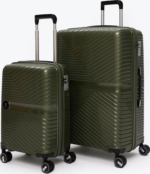 Exclusive Pro Polipropilen Kırılmaz 2'li Valiz Seti Büyük Boy - Kabin Boy Haki 5239
