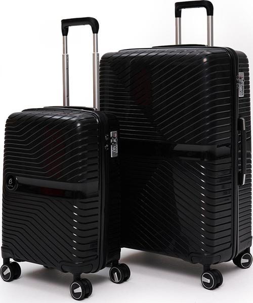 Exclusive Pro Polipropilen Kırılmaz 2'li Valiz Seti Büyük Boy - Kabin Boy Siyah 5239