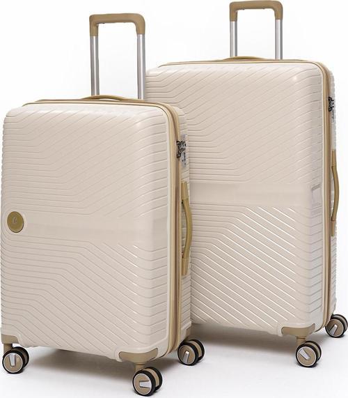 Exclusive Pro Polipropilen Kırılmaz 2'li Valiz Seti Büyük Boy - Orta Boy Bej - Vizon 5239