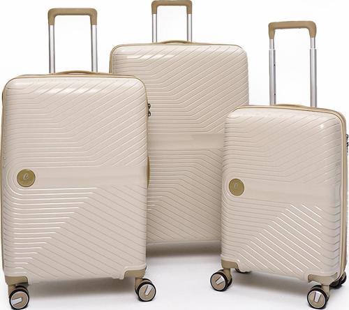 Exclusive Pro Polipropilen Kırılmaz 3'lü Valiz Seti Büyük - Orta ve Kabin Boy Bej - Vizon 5239