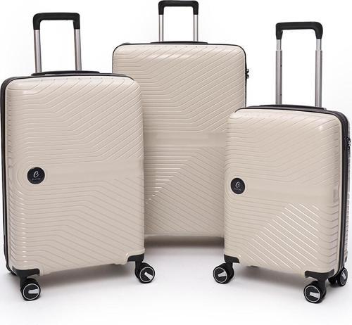 Exclusive Pro Polipropilen Kırılmaz 3'lü Valiz Seti Büyük - Orta ve Kabin Boy Bej - Antrasit 5239