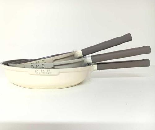 15016 Döküm Seramik 3 Parça Tava Seti Krem (20-24-28 cm)