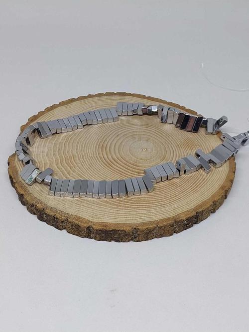 Hematit Taşı Dikdörtgen Çift Delikli Dizi 4,5*12mm (36780)