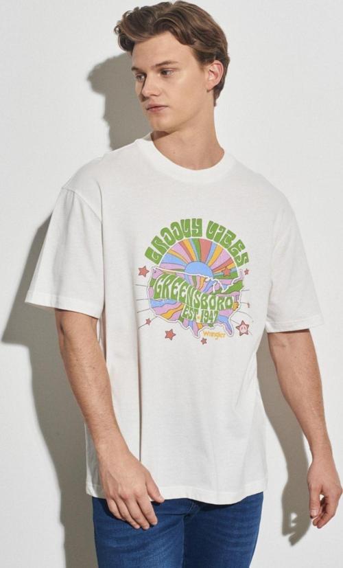 Loose Fit Rahat Kesim %100 Pamuk Bisiklet Yaka Kırık Beyaz Tişört