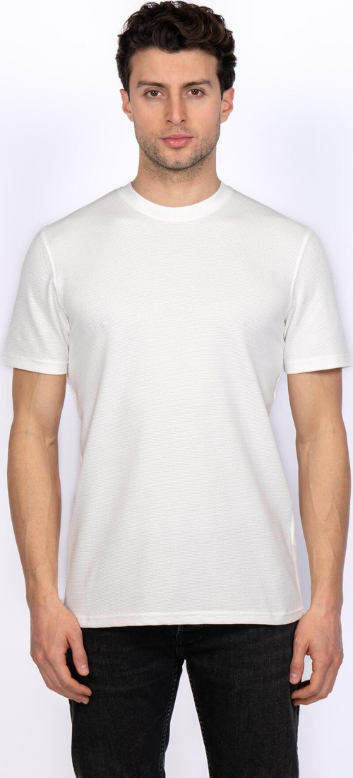 Hscstore Erkek Bisiklet Yakalı Basic Beyaz Tişört - 8402