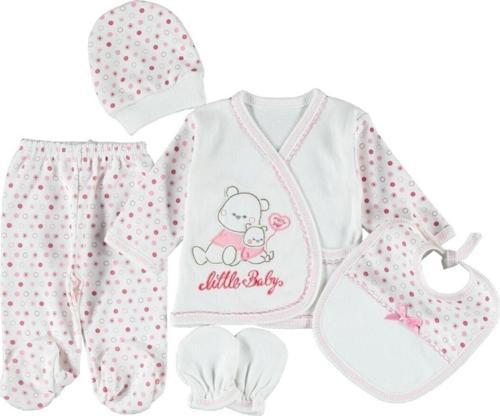 Mdrandy %100 Pamuk 5'Li Kız Bebek Hastane Çıkışı Yenidoğan Zıbın Set Hediyelik