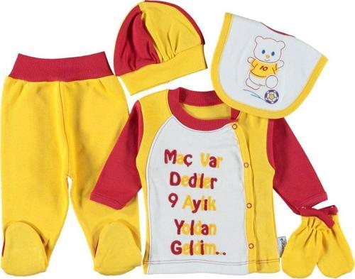 Mdrandy Kutulu Taraftar Nakışlı 5 Li Zıbın Seti Hastane Çıkışı 0-3 Ay Pamuklu (Hediye Paketli)