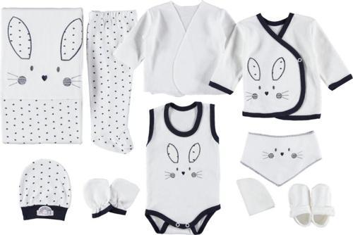 Mdrandy 10 Lu Kulaklı Rabbit Lüx Set Zıbın Seti Hastane Çıkışı %100 Pamuklu