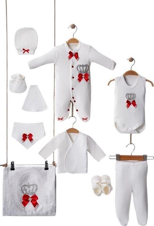 Mdrandy 10 Lu Tulumlu Taşlı Lüx Set  Hastane Çıkışı %100 Pamuklu