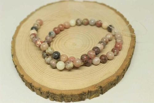 Jasper Taşı Pembe-beyaz Karışık Renkler Dizi 8mm (24005)