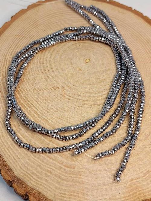 Hematit Taşı Rondela Faset Kesim Dizi 3*1,5mm (41225)