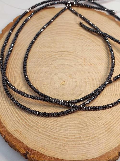 Hematit Taşı Rondela Faset Kesim Dizi 3*1,5mm (41230)