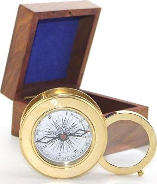 Ahşap Kutulu Pirinç Mercekli Pusula 16040