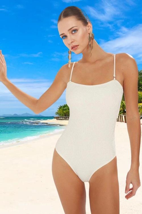 Desenli Straplez Mayo Ergonomik Kesim Swimsuit Deniz Kıyafeti Esnek Kumaş Su Sporu