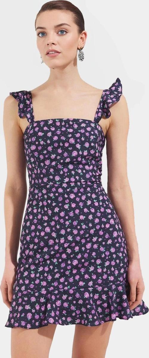 Çiçekli Mini A Line Elbise Moss Krep Dokuma Polyester Yazlık Şık Rahat Ve Dayanıklı Malzeme