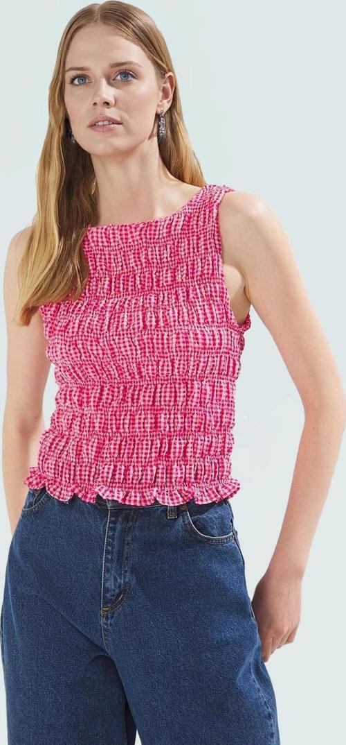 Fitted Gofre Dokuma Bluz Kolsuz Kayık Yaka Günlük Tarz Modern Stil Kullanım İçin