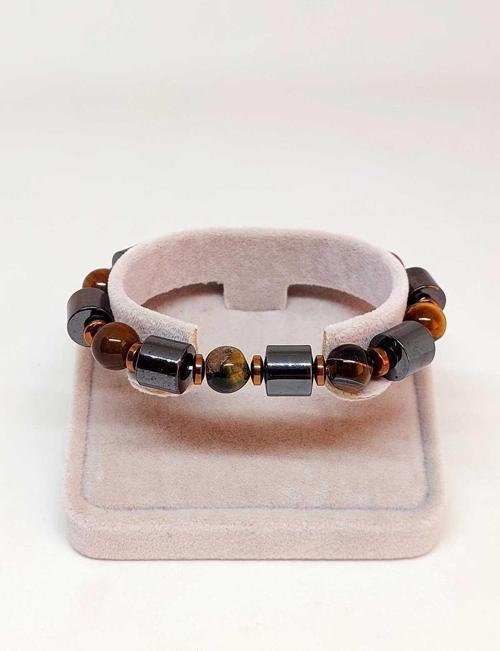 Kaplan Gözü & Hematit Taşı Unisex Tasarım Bileklik