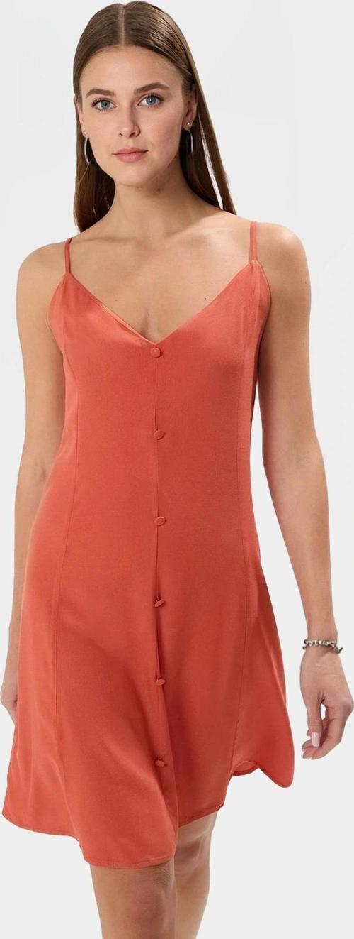 Şık V Yaka Düğmeli Mini Elbise Viskoz Kumaş Günlük Stil Özenle Seçilmiş Mükemmel Uyum Uzun Ömürlü