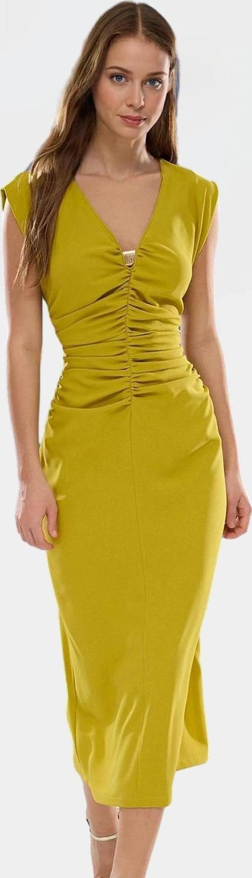 Şık Bodycon Midi Elbise Soft Krep Dokuma Polyester Kumaş Rahat Ve Yüksek Kalite