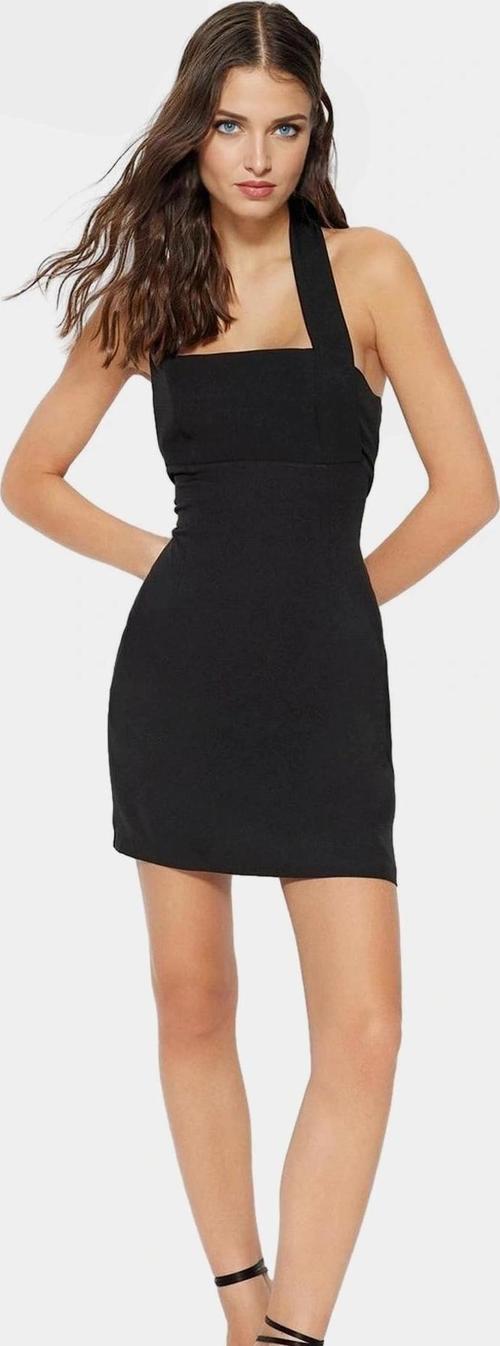 Bodycon Mini Elbise Dokuma Kumaş Boyundan Bağlamalı Modern Stil Özel Tasarım Premium Kalite