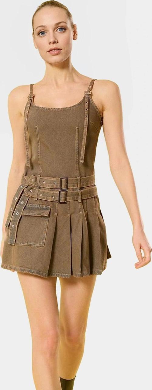Kadın Denim Pileli Mini Elbise Havuz Yaka Yazlık Şık Tasarım Profesyonel Görünüm Yüksek Kalite