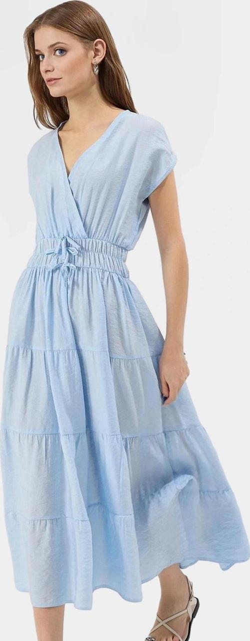 Maxi A line Viskoz Dokuma Elbise Fiyonk Detay Yazlık Günlük Trend Tasarım Konforlu Kesim