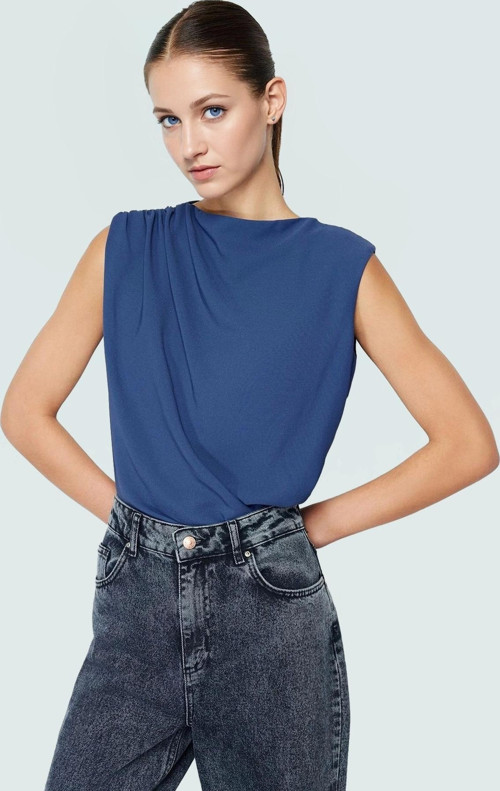 Şık Bisiklet Yaka Kolsuz Bluz %100 Polyester Yazlık Günlük Zarifane Tasarım Görünüm