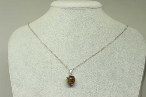 Kaplan Gözü Taşı Kolye Ucu Zincirli