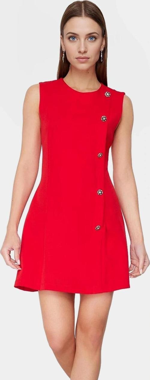 A line Kısa Kolsuz Mini Elbise Dokuma Polyester Finike Kumaş Rahat Kullanım