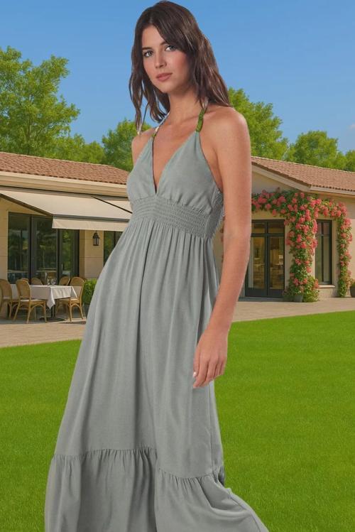 Etnik Desenli Maxi Şifon Plaj Elbise Yazlık Rahat Tasarım Konforlu Kesim Premium Kalite Şık Görünüm