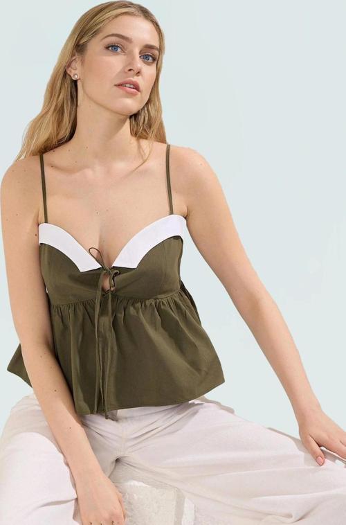 Pamuklu Terrycotton Dokuma Bluz İnce Askılı Yazlık Rahat Kalıp Özel Tasarım Seçkin Malzeme