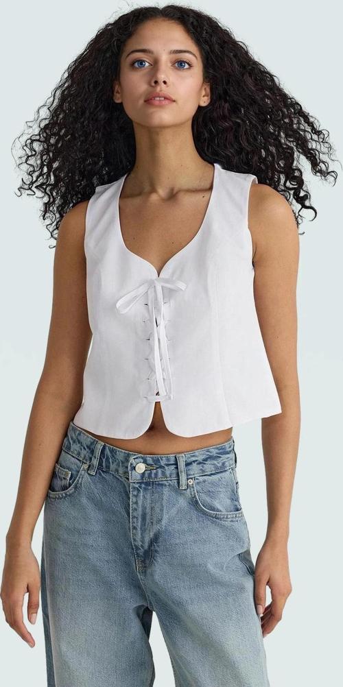Kalp Yaka Askılı Bluz Terrycotton Dokuma Yazlık Günlük Tarz Uzun Ömürlü Yüksek Kalite