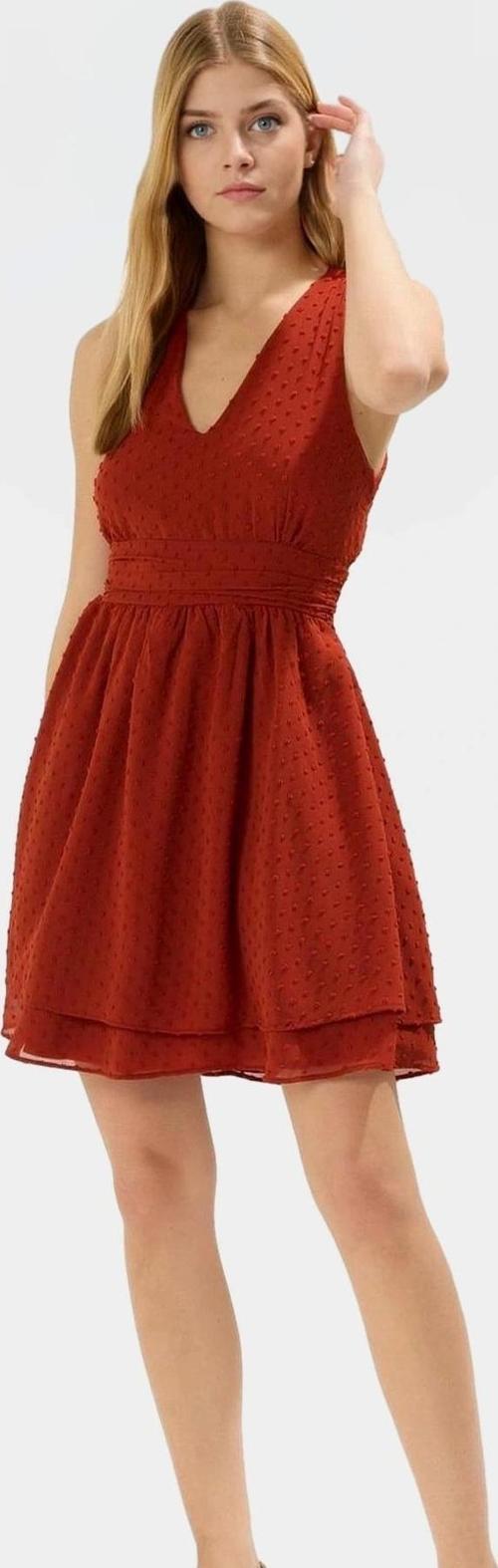 Yazlık Mini Puantiyeli Şifon Elbise Boyundan Bağlamalı Yaka Şık Görünüm Profesyonel