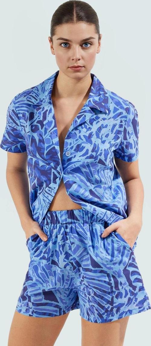 Kadın Yazlık Kısa Kollu Pamuklu Desenli Gömlek Şort Takım Rahat Günlük Premium Kalite Özel Tasarım