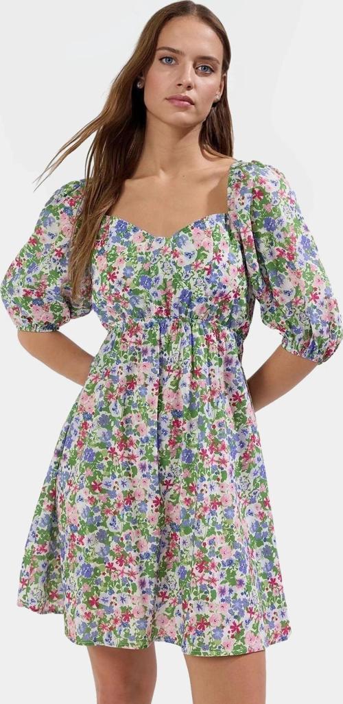 Çiçekli Desenli Mini Elbise Hafif Dokuma Polyester Yazlık Günlük Yüksek Kalite Trend Tasarım
