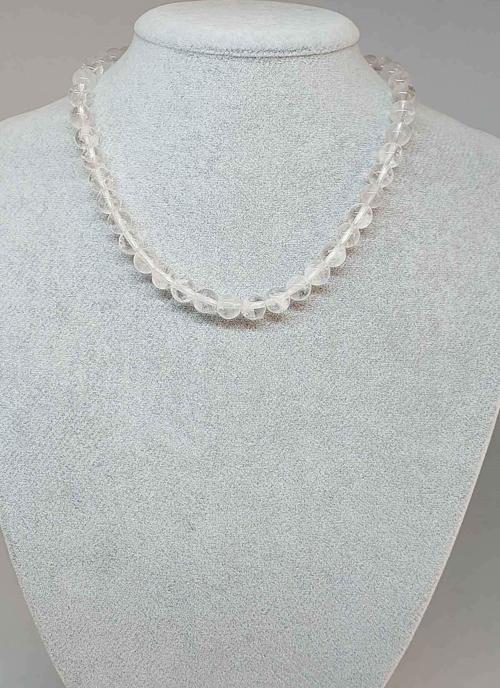 Kristal Kuvars Taşı Kolye 8mm (klipsli)