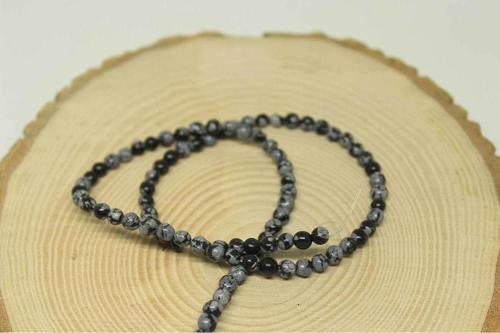 Kar Tanesi Obsidyen Taşı Yarım Dizi 4-4.5mm Aralığı (18cm Uzunluğundadır)