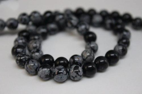 Kar Tanesi Obsidyen Taşı Yarım Dizi 6mm (18cm Uzunluğundadır)