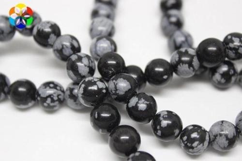 Kar Tanesi Obsidyen Taşı Yarım Dizi 8mm (18cm Uzunluğundadır)