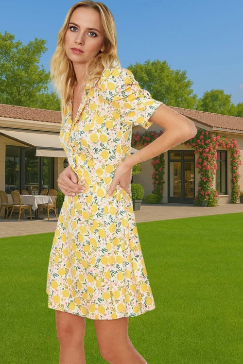 Çiçekli A Kesim Mini Elbise Polyester Karışımlı Yazlık Zarifane Tasarım Rahat Kullanım Özel Tasarım
