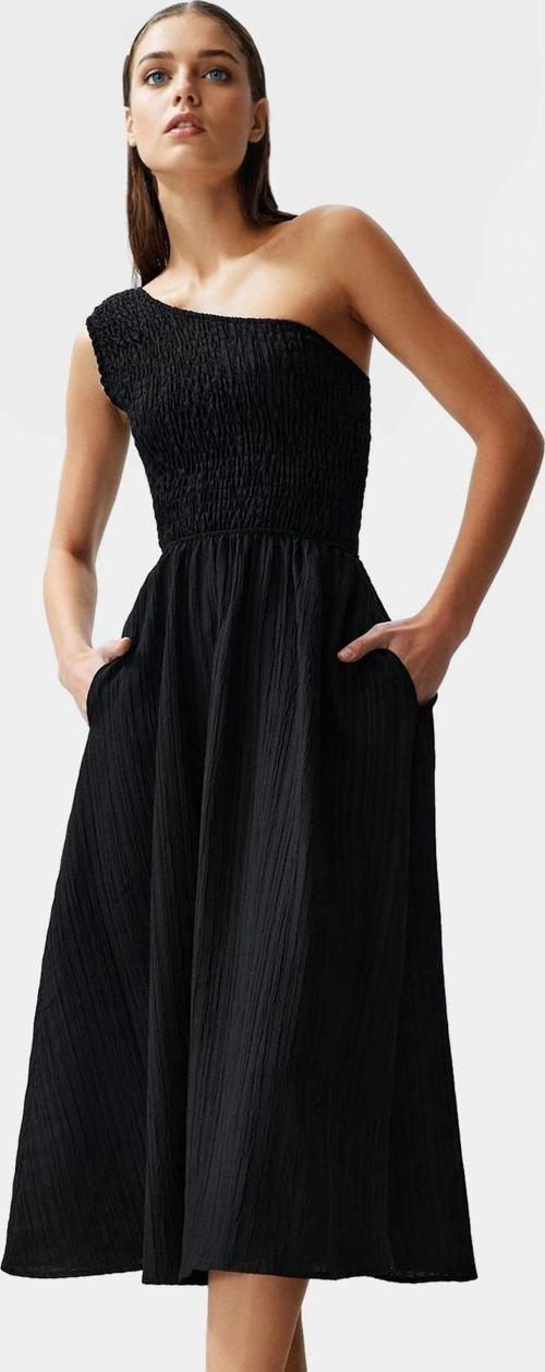 Tek Omuz Midi Elbise Dokuma Kumaştan Şık Yazlık Uzun Ömürlü Seçkin Malzeme Dayanıklı