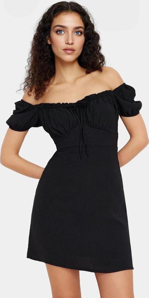 Yazlık Mini Elbise A Line Balon Kol Krep Dokuma Modern Stil Uzun Ömürlü Özenle Seçilmiş