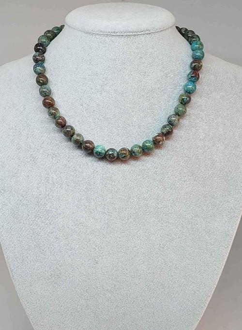 Krizokol Taşı Kolye 8mm (boyalıdır) (klipsli)